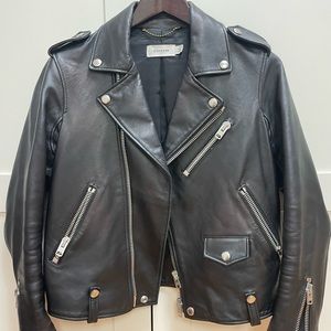 Women leather jacket coach